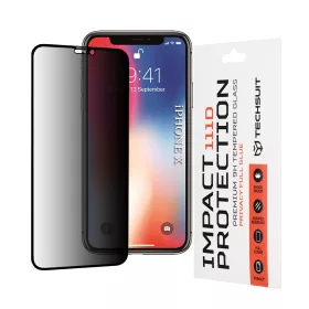   Techsuit - 111D Privacy betekintésgátló üvegfólia - iPhone X / iPhone XS / iPhone 11 Pro - Fekete