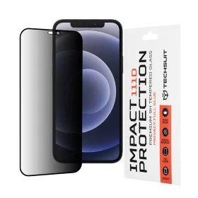   Techsuit - 111D Privacy betekintésgátló üvegfólia - iPhone 12 / iPhone 12 Pro - Fekete