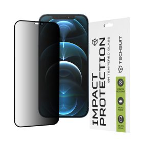   Techsuit - 111D Privacy betekintésgátló üvegfólia - iPhone 12 Pro Max - Fekete
