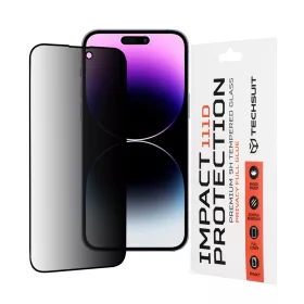   Techsuit - 111D Privacy betekintésgátló üvegfólia - iPhone 14 Pro Max - Fekete