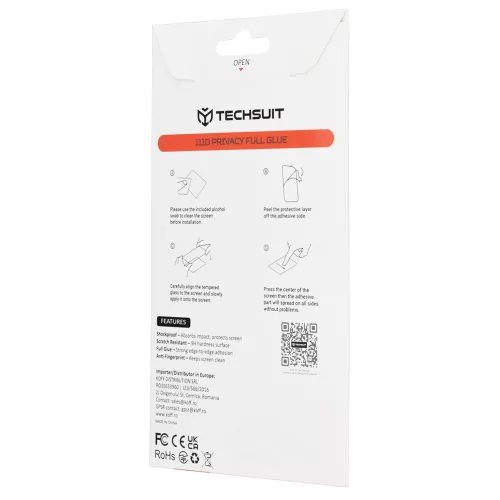 Techsuit - 111D Privacy betekintésgátló üvegfólia - iPhone 13 / iPhone 13 Pro / iPhone 14 / iPhone 16e / iPhone 17e - Fekete