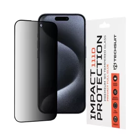   Techsuit - 111D Privacy betekintésgátló üvegfólia - iPhone 15 Pro - Fekete