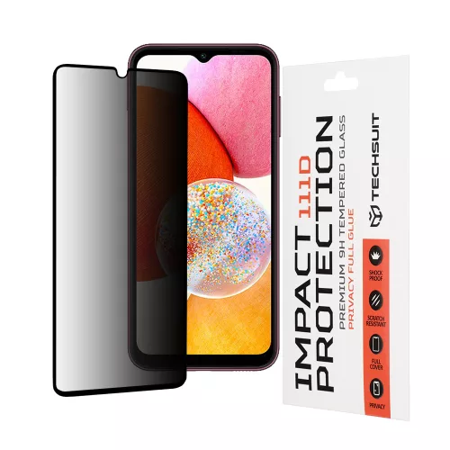 Techsuit - 111D Privacy betekintésgátló üvegfólia - Samsung Galaxy A14 - Fekete