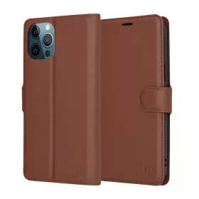   Techsuit - Leather Folio kinyitható tok - iPhone 12 Pro Max - Barna