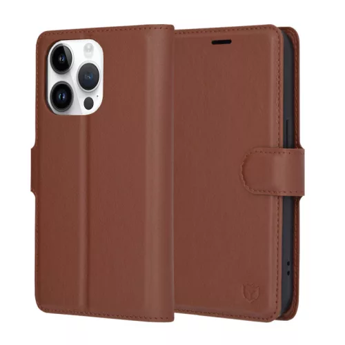 Techsuit - Leather Folio kinyitható tok - iPhone 14 Pro - Barna