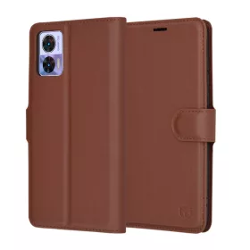   Techsuit - Leather Folio kinyitható tok - Motorola Edge 30 Neo - Barna