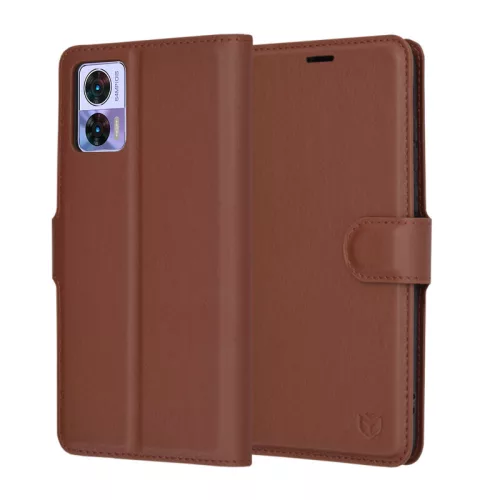 Techsuit - Leather Folio kinyitható tok - Motorola Edge 30 Neo - Barna