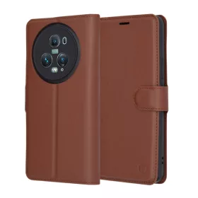   Techsuit - Leather Folio kinyitható tok - Honor Magic5 Pro - Barna