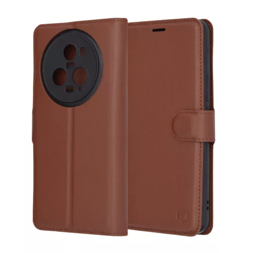 Techsuit - Leather Folio kinyitható tok - Honor Magic5 Pro - Barna