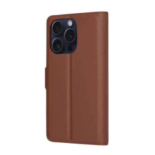 Techsuit - Leather Folio kinyitható tok - iPhone 15 Pro - Barna