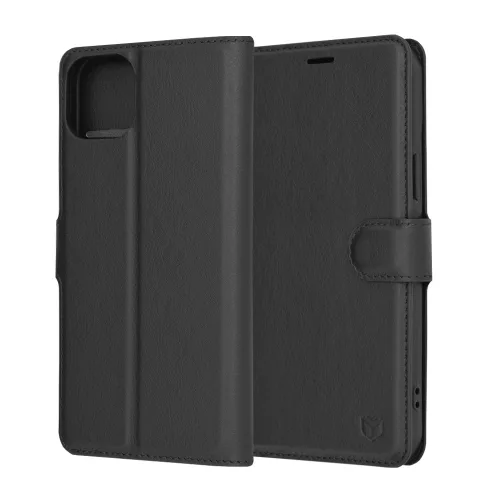 Techsuit - Leather Folio kinyitható tok - iPhone 15 Plus - Fekete