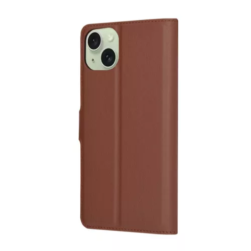 Techsuit - Leather Folio kinyitható tok - iPhone 15 Plus - Barna