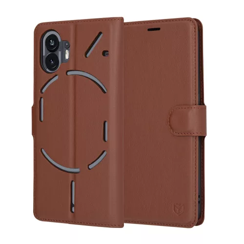 Techsuit - Leather Folio kinyitható tok - Nothing Phone (2) - Barna