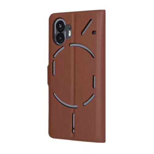 Techsuit - Leather Folio kinyitható tok - Nothing Phone (2) - Barna