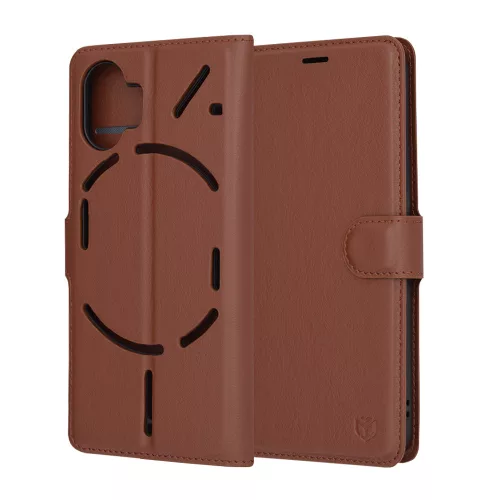 Techsuit - Leather Folio kinyitható tok - Nothing Phone (2) - Barna