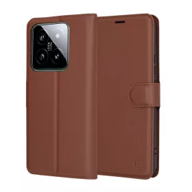 Techsuit - Leather Folio kinyitható tok - Xiaomi 14 - Barna