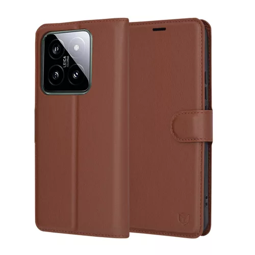 Techsuit - Leather Folio kinyitható tok - Xiaomi 14 - Barna