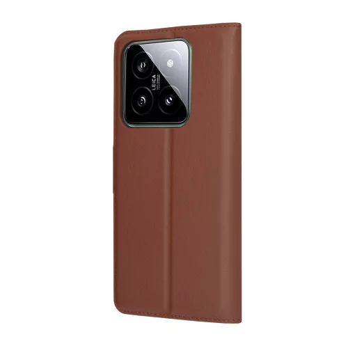 Techsuit - Leather Folio kinyitható tok - Xiaomi 14 - Barna