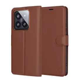   Techsuit - Leather Folio kinyitható tok - Xiaomi 14 Pro - Barna