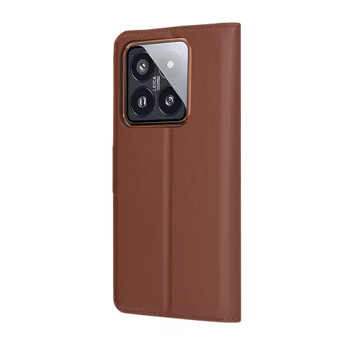 Techsuit - Leather Folio kinyitható tok - Xiaomi 14 Pro - Barna