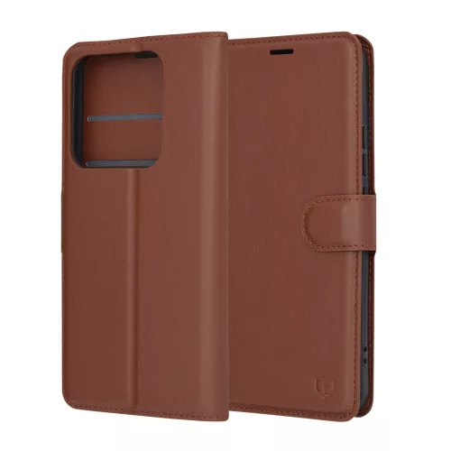 Techsuit - Leather Folio kinyitható tok - Xiaomi 14 Pro - Barna