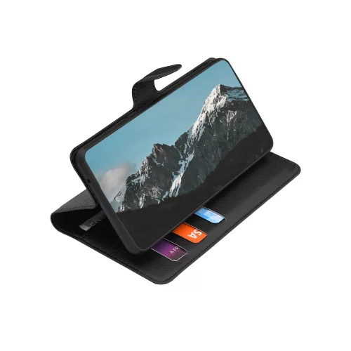 Techsuit - Leather Folio kinyitható tok - Samsung Galaxy S24 Ultra - Fekete
