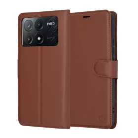   Techsuit - Leather Folio kinyitható tok - Xiaomi Poco X6 Pro - Barna