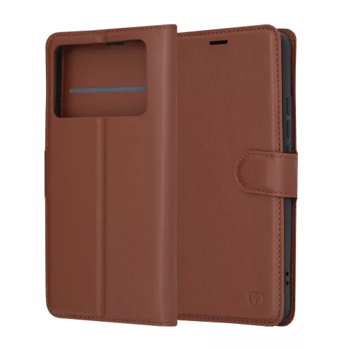 Techsuit - Leather Folio kinyitható tok - Xiaomi Poco X6 Pro - Barna