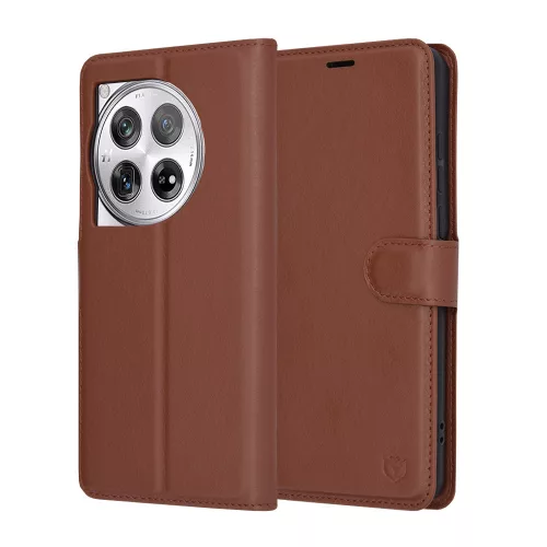 Techsuit - Leather Folio kinyitható tok - OnePlus 12 - Barna