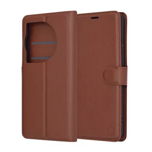 Techsuit - Leather Folio kinyitható tok - OnePlus 12 - Barna