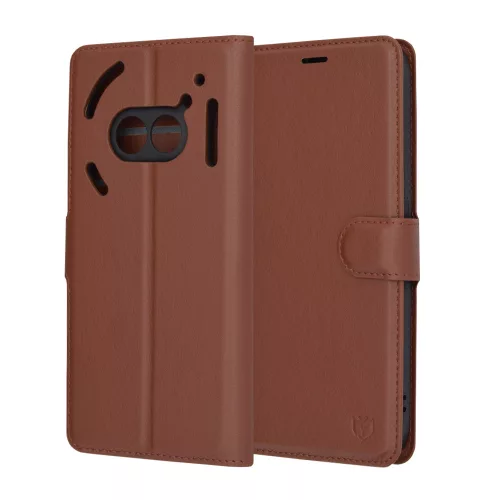 Techsuit - Leather Folio kinyitható tok - Nothing Phone (2a) / (2a) Plus - Barna