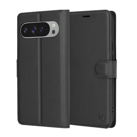   Techsuit - Leather Folio kinyitható tok - Google Pixel 9 Pro XL - Fekete