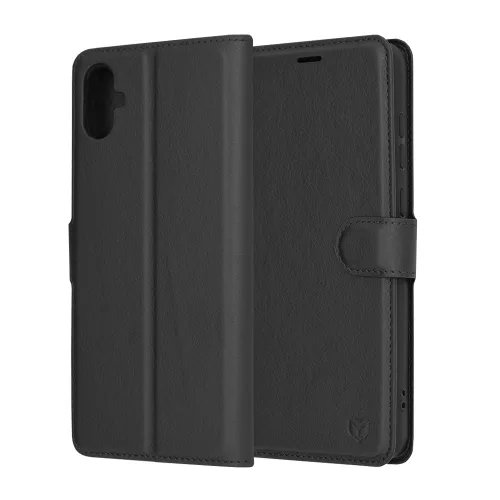 Techsuit - Leather Folio kinyitható tok - Samsung Galaxy A05 - Fekete