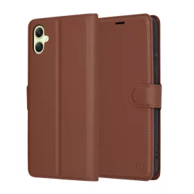   Techsuit - Leather Folio kinyitható tok - Samsung Galaxy A05 - Barna