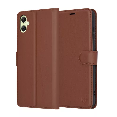 Techsuit - Leather Folio kinyitható tok - Samsung Galaxy A05 - Barna