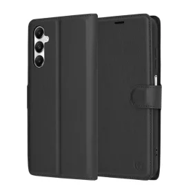   Techsuit - Leather Folio kinyitható tok - Samsung Galaxy A05s - Fekete