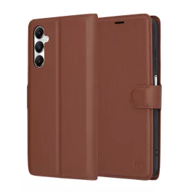   Techsuit - Leather Folio kinyitható tok - Samsung Galaxy A05s - Barna