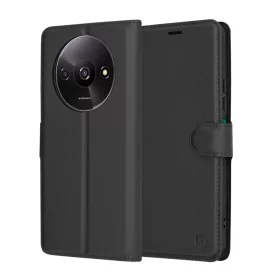   Techsuit - Leather Folio kinyitható tok - Xiaomi Redmi A3 / Redmi A3x - Fekete