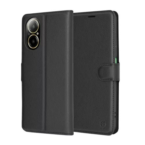 Techsuit - Leather Folio kinyitható tok - Realme C67 4G - Fekete