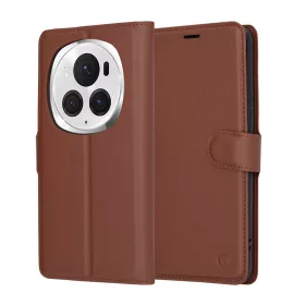  Techsuit - Leather Folio kinyitható tok - Honor Magic6 Pro - Barna