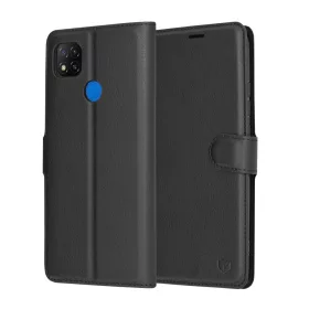   Techsuit - Leather Folio kinyitható tok - Xiaomi Redmi 9C / Redmi 9C NFC - Fekete