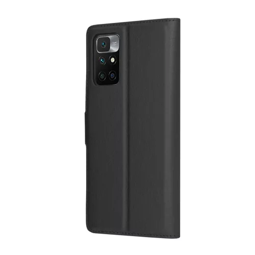 Techsuit - Leather Folio kinyitható tok - Xiaomi Redmi 10 / Redmi 10 2022 - Fekete