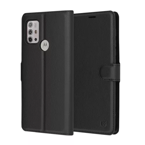Techsuit - Leather Folio kinyitható tok - Motorola Moto G10 / Moto G20 / Moto G30 - Fekete