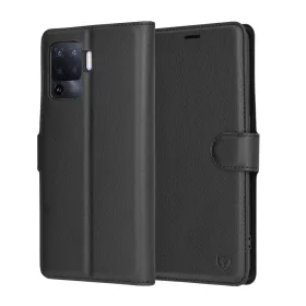   Techsuit - Leather Folio kinyitható tok - Oppo Reno5 Lite / Oppo A94 4G - Fekete
