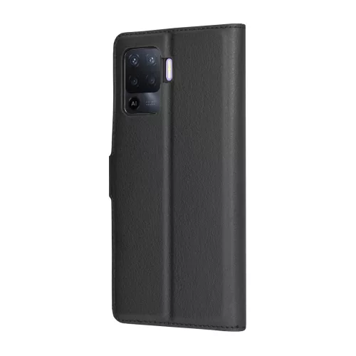 Techsuit - Leather Folio kinyitható tok - Oppo Reno5 Lite / Oppo A94 4G - Fekete