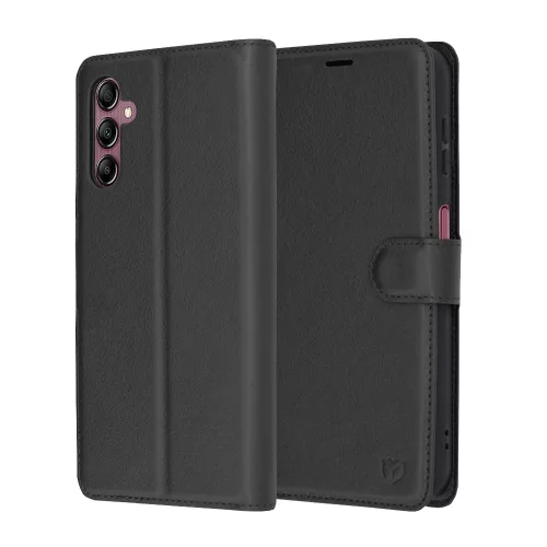 Techsuit - Leather Folio kinyitható tok - Samsung Galaxy A14 4G / A14 5G - Fekete