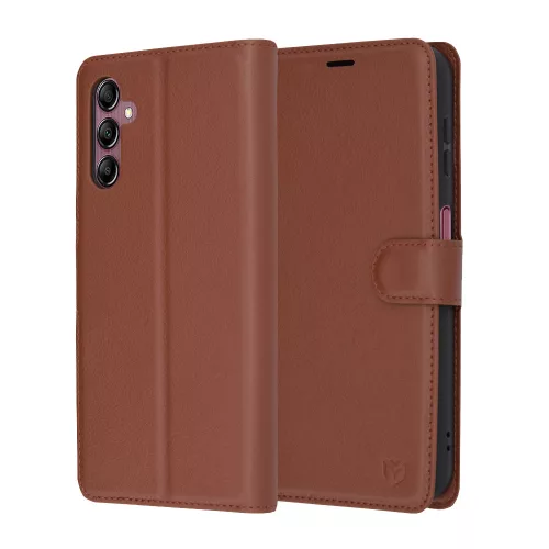 Techsuit - Leather Folio kinyitható tok - Samsung Galaxy A14 4G / A14 5G - Barna