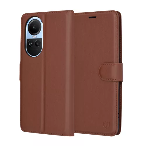 Techsuit - Leather Folio kinyitható tok - Oppo Reno10 / Reno10 Pro - Barna