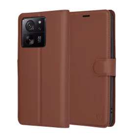   Techsuit - Leather Folio kinyitható tok - Xiaomi 13T / 13T Pro - Barna