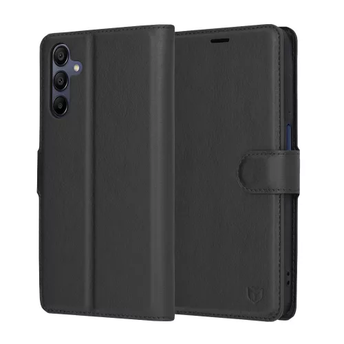 Techsuit - Leather Folio kinyitható tok - Samsung Galaxy A15 4G / A15 5G - Fekete